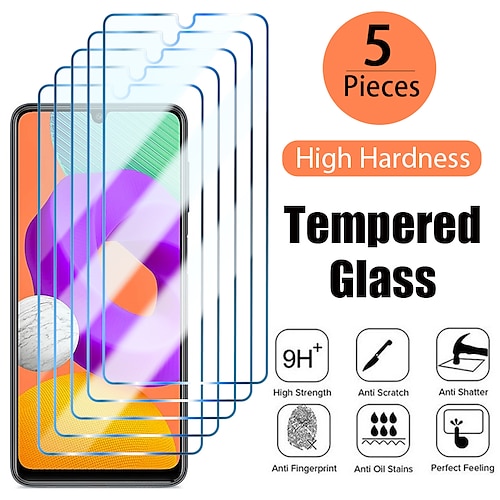 

[5 Pack] Phone Screen Protector For Samsung A73 A53 A33 A32 A12 A51 A72 A52 A42 Tempered Glass High Definition (HD) 9H Hardness Explosion Proof Phone Accessory