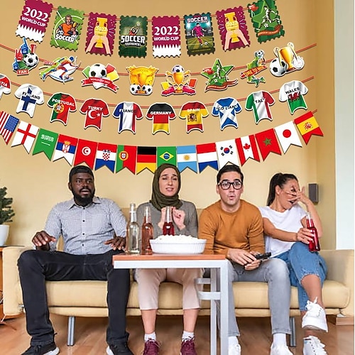 

WORLD CUP 2022 Flag Bunting, Countries Flag Bunting 10 ft/3 m, Qatar 2022 World Cup Flag for Party Decoration, Grand Opening, Sports Bar