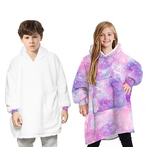 

Moletom cobertor vestível de grandes dimensões, cobertor de lã sherpa para crianças flanela sherpa macio quente aconchegante casaco suéter presente para adolescentes adultos tamanho único