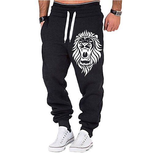 

Men's Sweatpants Joggers Trousers Drawstring Elastic Waist Print Graphic Prints Comfort Sports Outdoor Casual Daily Cotton Blend Streetwear Designer Grey White Micro-elastic