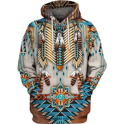 

Homens Moletom com capuz Azul Com Capuz Tribal Estampas Abstratas Imprimir Diário Esportes Impressão 3D Básico Roupa de rua Designer Primavera Outono Roupa Moletons Moletons Manga Longa