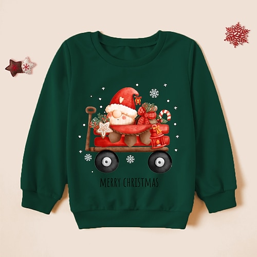 

Toddler Girls' Ugly Christmas Sweatshirt Graphic Outdoor Long Sleeve Crewneck Adorable 3-7 Years Fall Green