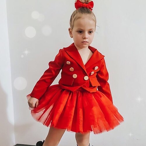 

Toddler Girls' Solid Color Clothing Set Set Long Sleeve Active School 3-7 Years Winter Purple Red / Fall