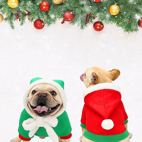 

Dog Cat Coat Christmas Adorable Stylish Ordinary Outdoor Casual Daily Winter Dog Clothes Puppy Clothes Dog Outfits Warm Green Red Costume for Girl and Boy Dog Polyester S M L XL XXL