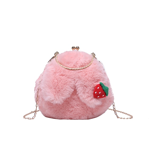 

Women's Fluffy Bag Plush Bag Top Handle Bag Zipper Solid Color Party / Evening Going out Watermelon Red Pink Dusty Rose Khaki