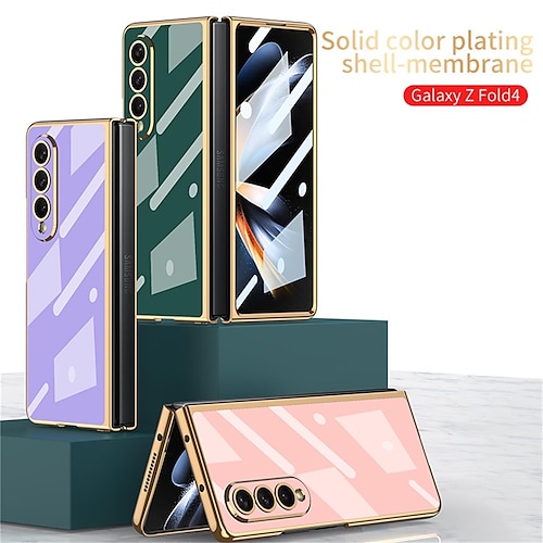 

Phone Case For Samsung Galaxy Flip Z Fold 4 Bumper Frame Flip Full Body Protective Solid Colored TPU PC