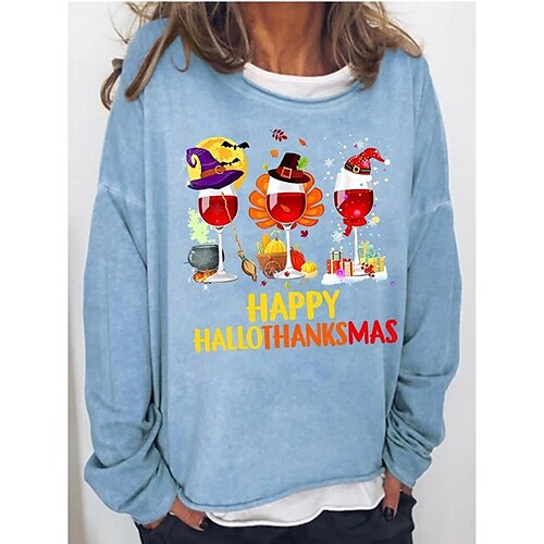 

Women's Sweatshirt Pullover Streetwear Christmas Green Black Blue Graphic Loose Fit Christmas Round Neck Long Sleeve S M L XL 2XL 3XL