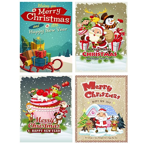 

Hd Printing Waterproof Self-adhesive Christmas Decoration Poster 4 Pieces