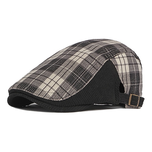 

Men's Hat Beret Hat Black Navy Blue Coffee Street Dailywear Weekend Splice Adjustable Buckle Plaid Portable Comfort Fashion