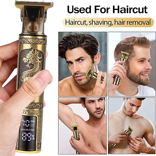 

Electric Barber T9 Upgraded LCD Rechargeable Retro Oil Head Carving Electric Push Shear Pubic Hair Clipper Machine for Women