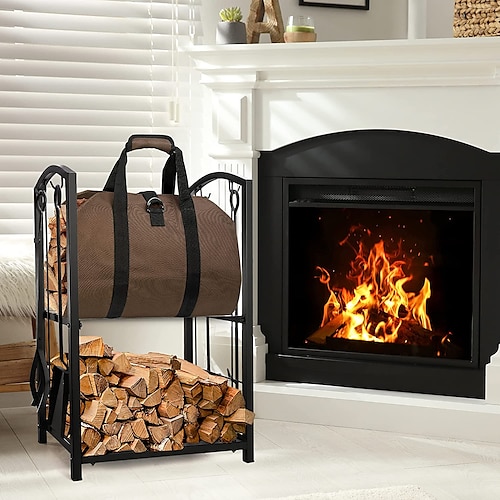 

Firewood Carrier Log Tote Bag Indoor 39""x18"" Firewood Totes Holders Fire Wood Carriers Carrying for Outdoor Waxed Durable Wood Tote Fireplace Stove Accessories