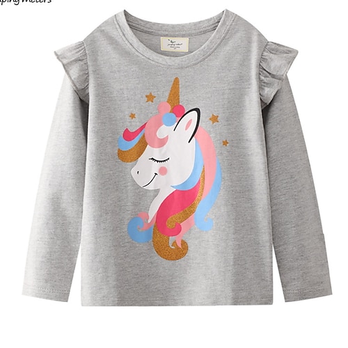 

Kids Girls' Sweatshirt Unicorn School Long Sleeve Active 3-6 Years Winter Pale Pink Gray