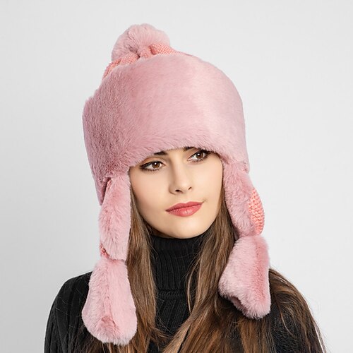 

Women's Hat Winter Hats Pink Outdoor Home Dailywear Fleece Pure Color Windproof Comfort Warm