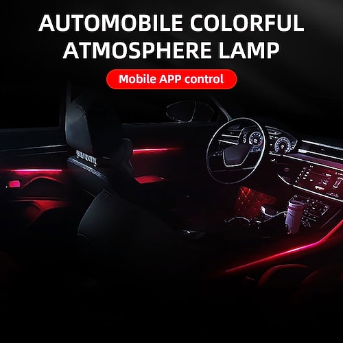 

5 in1 New waterfall Car Ambient Light RBG 64 Color Interior Decorative Lamps Strips led Music App Control Atmosphere Decorative Lamps