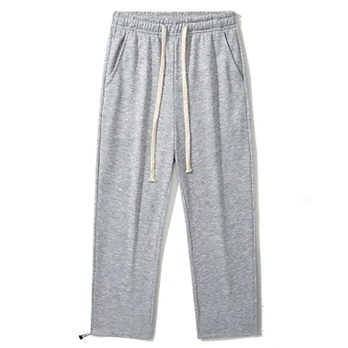 

Men's Fleece Pants Winter Pants Trousers Casual Pants Drawstring Elastic Waist Leg Drawstring Solid Color Comfort Warm Casual Daily Streetwear Cotton Blend Stylish Plus velvet Grey Black Micro-elastic