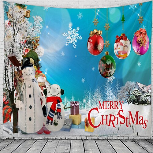 

Christmas Snowy Landscape Wall Tapestry Photography Background Art Decor Blanket Curtain Hanging Home Bedroom Living Room Decoration Polyester