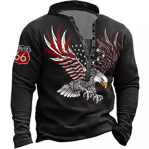 

Homme Unisexe Sweat shirt Sweat Sweat à capuche boutonné Noir Col Mao Imprimés Photos Aigle Zippé Imprimer du quotidien Des sports Vacances 3D effet Vêtement de rue Design Casual Printemps Automne