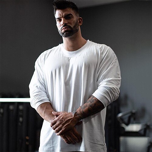 

Men's Workout Shirt Running Shirt Long Sleeve Top Athletic Athleisure Winter Breathable Quick Dry Soft Fitness Running Jogging Sportswear Activewear Solid Colored Black Grey White