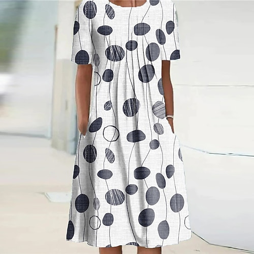 

Women's Casual Dress Shift Dress Green Blue Short Sleeve Geometric Pocket Spring Summer Crew Neck 2022 S M L XL XXL 3XL