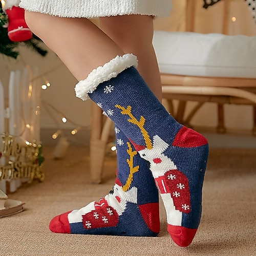 

Christmas Fleece Socks Push for Women Men, Warm Soft Fluffy Socks Thick Cozy Sock Winter Christmas Socks for Women 6 or 5 Pairs