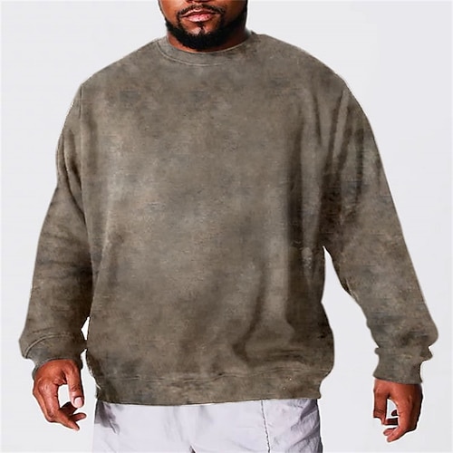 

Men's Plus Size Sweatshirt Big and Tall Letter Crew Neck Long Sleeve Spring & Fall Basic Casual Big and Tall Daily Sports Tops