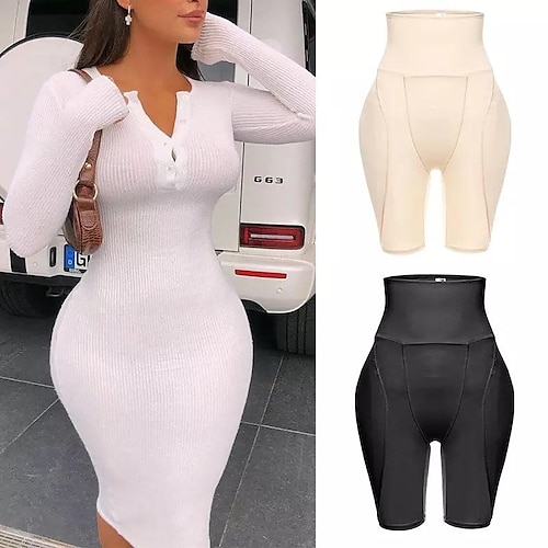 

Women's Shorts High Waisted Hip Lift Up Solid / Plain Color Undergarments Regular Spring, Fall, Winter, Summer Black color