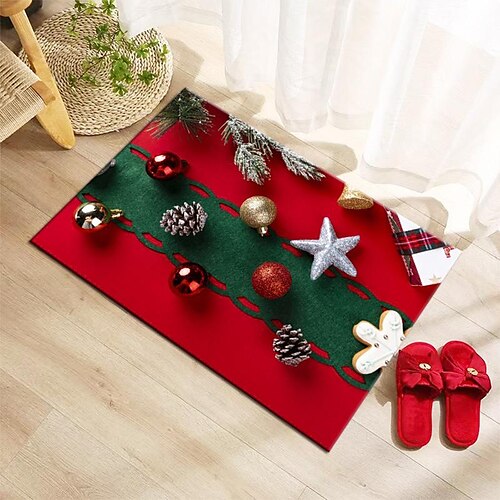 

Christmas Floor Mat Carpet Snowman Songs Washable Festive Christmas Birds Snow Scene Indoor or Outdoor Holiday for Living or Dining Room Bedroom and Kitchen Area