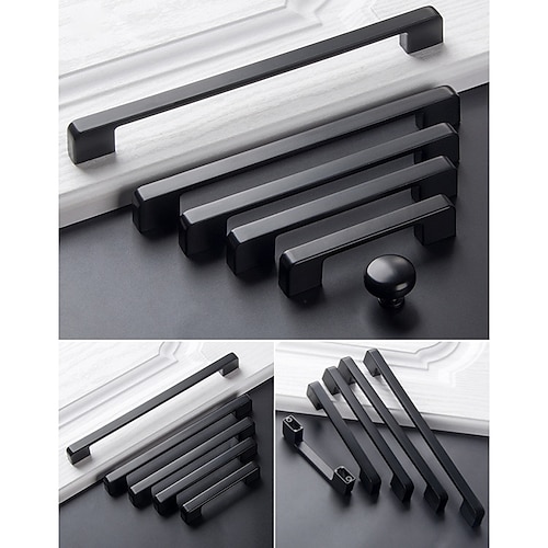 

2pcs Black Zinc Alloy Cabinet Coat Cabinet Handle Modern Simple Kitchen Cabinet Door Handle Golden Nordic Drawer Cabinet Light Luxury Handle