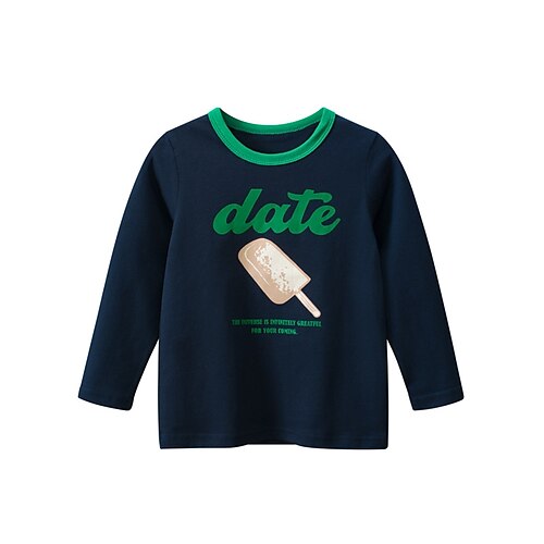 

Toddler Boys T shirt Tee Anime Letter Long Sleeve Cotton Children Top Outdoor Fashion Cool Winter Fall Navy Blue 3-7 Years