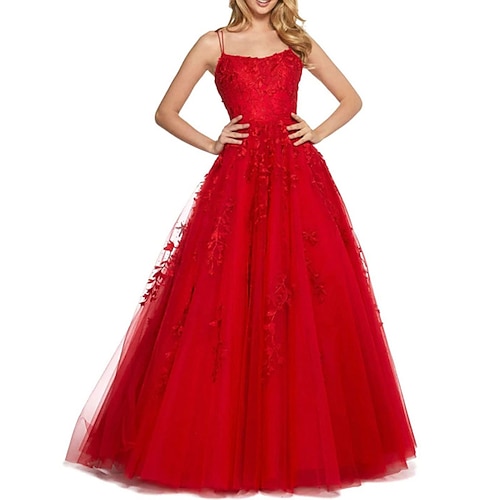 

Vestido de fiesta formal para mujer vestido de encaje vestido oscilante vestido largo maxi vestido amarillo rojo sin mangas color puro encaje invierno otoño correa de espagueti fiesta de noche