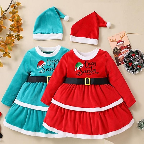 

Kids Girls' Ugly Christmas Dress Christmas Gifts Blue Red Above Knee Long Sleeve Active Fashion Dresses Christmas Winter Fall Regular Fit 3-7 Years