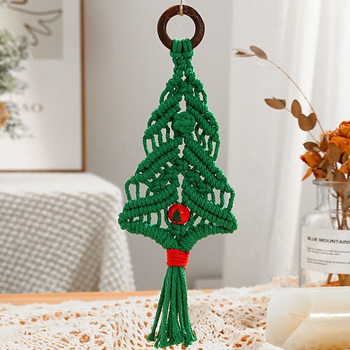 

1PC Hand Woven Cotton Rope Christmas Tree Star Pendant