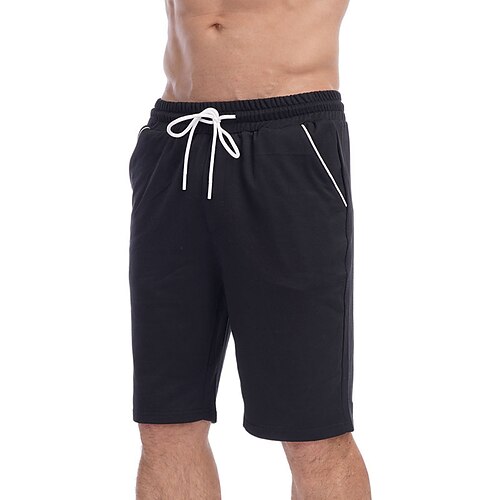 

Men's Shorts Casual Shorts Pocket Drawstring Solid Colored Comfort Soft Short Daily Holiday Streetwear Stylish Simple Black Micro-elastic