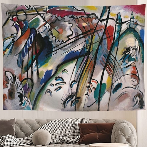 

Wassily Kandinsky Painting Wall Tapestry Art Decor Blanket Curtain Hanging Home Bedroom Living Room Decoration Polyester