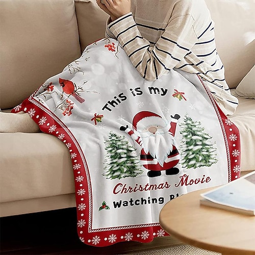 

Christmas Red Throw Blanket Cozy Funny Santa Claus Holiday Fleece Throw Super Soft Cozy Plush Xmas Year Blanket for Couch Sofa Bed Living Room