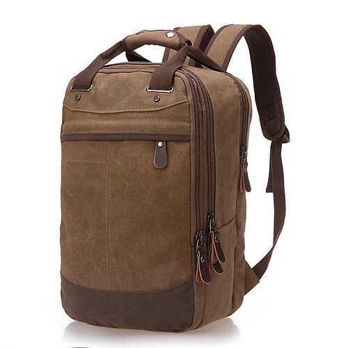 

Unisex Functional Backpack Solid Color Large Capacity Breathable Zipper School Sports & Outdoor Daily khaki Sky Blue Royal Blue Brown