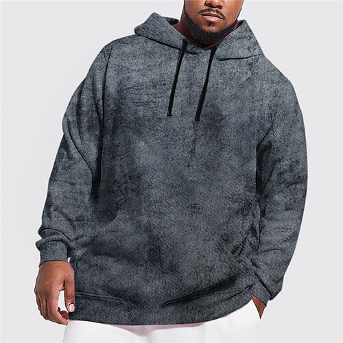 

Men's Plus Size Pullover Hoodie Sweatshirt Big and Tall 3D Print Hooded Long Sleeve Spring & Fall Basic Fashion Streetwear Comfortable Daily Wear Vacation Tops