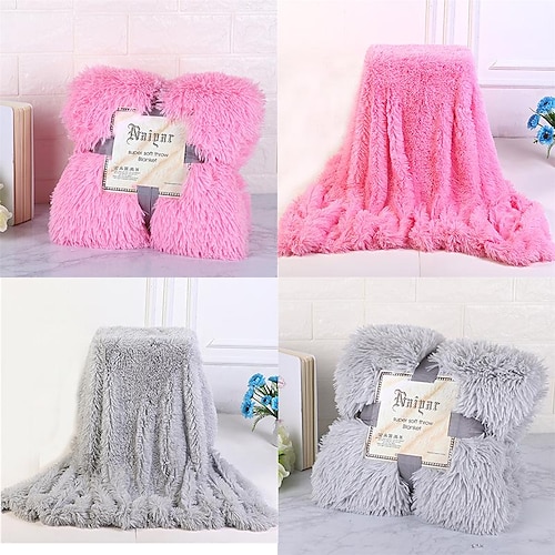 

Soft Fuzzy Faux Fur Throw Blankets,Solid Reversible Lightweight Long Hair Shaggy Blanket,Fluffy Cozy Plush Comfy Microfiber Fleece Blankets Decoration for Couch Sofa Bed
