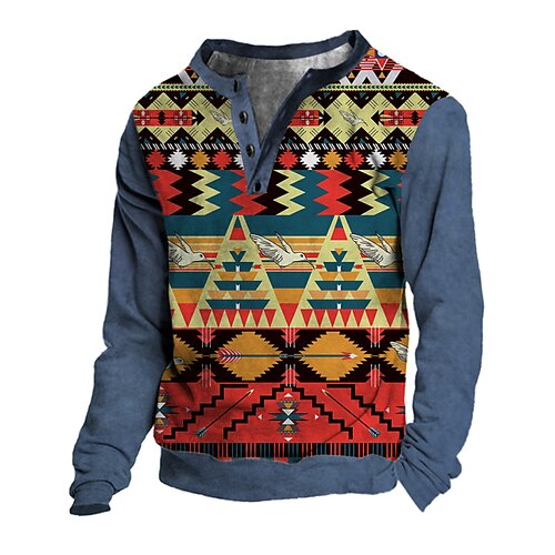 

Kids Boys Sweatshirt Pullover Geometric Long Sleeve Button Children Top Outdoor Sweatshirt Vintage Green Blue Khaki Winter 7-13 Years / Fall