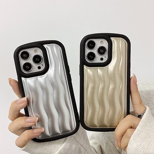 

Phone Case For Apple Back Cover Classic Series iPhone 14 Pro Max 14 Plus 13 12 11 Pro Max Mini SE Bumper Frame Soft Edges Non-Yellowing Lines / Waves Solid Colored TPU PU Leather