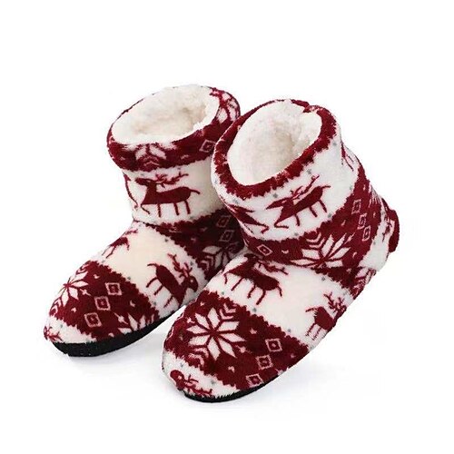 

Women's Slipper Boots Coral Fleece Lined Christmas Slipper Socks Super Soft Warm Cozy Fuzzy Lined Booties Slippers