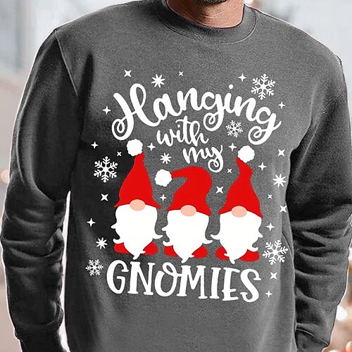 

Men's Sweatshirt Pullover Dark Gray Red Gray White Black Crew Neck Graphic Letter Print Christmas Sports Outdoor Sports Basic Cool Casual Fall Spring Clothing Apparel Hoodies Sweatshirts Long