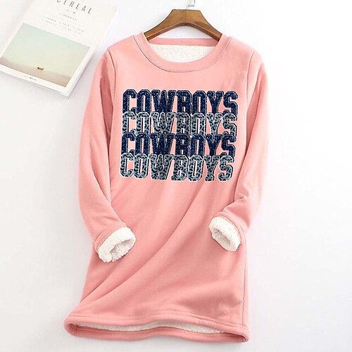 

Women's Sweatshirt Pullover Sherpa Fleece Teddy Blue Pink Beige Graphic Leopard Dallas Cowboys Street Round Neck Long Sleeve Fleece S M L XL XXL 3XL