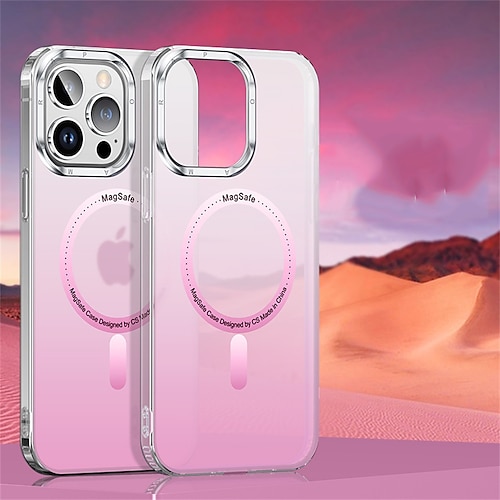 

Phone Case For Apple Magnetic Adsorption iPhone 14 Pro Max iPhone 14 Pro iPhone 14 Plus iPhone 14 iPhone 13 12 Pro Max Bumper Frame Magnetic Full Body Protective Color Gradient Metal