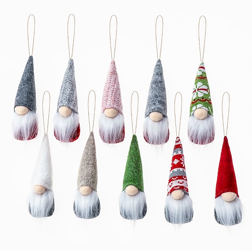 

New Forest Old Man Christmas Mini Doll Christmas Tree Pendant Xmas Decoration for Home Gnome Doll Xmas Kids 2023 New Year Gifts 5PCS