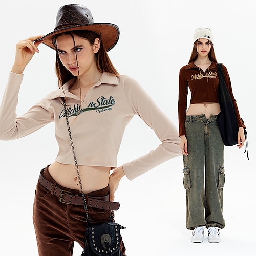 

Spicy Girls Punk & Gothic Y2K Year 2000 Masquerade Loose Pants Women's Japanese Cosplay Costumes Brown / Beige