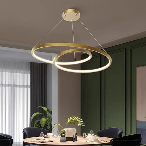 

LED Pendant Light Ring Circle Desig 24.1"" 1-Light Ring Circle Design Dimmable Aluminum Painted Finishes Luxurious Modern Style Dining Room Bedroom Crystal Pendant Lamps