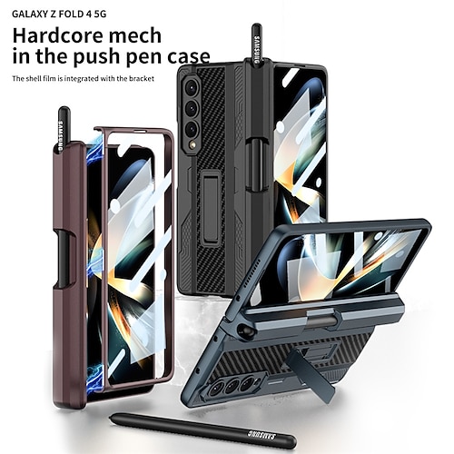 

Phone Case For Samsung Galaxy Flip Z Fold 4 Pencil Holder Magnetic Full Body Protective Solid Colored TPU