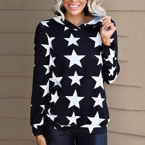 

Women's Hoodie Sweatshirt Pullover Basic Black Geometric Street Hoodie Long Sleeve S M L XL 2XL