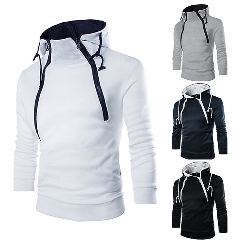 

Men's Hoodie Navy Gray White Black Hooded Solid Color Sports & Outdoor Casual Winter Clothing Apparel Hoodies Sweatshirts Long Sleeve
